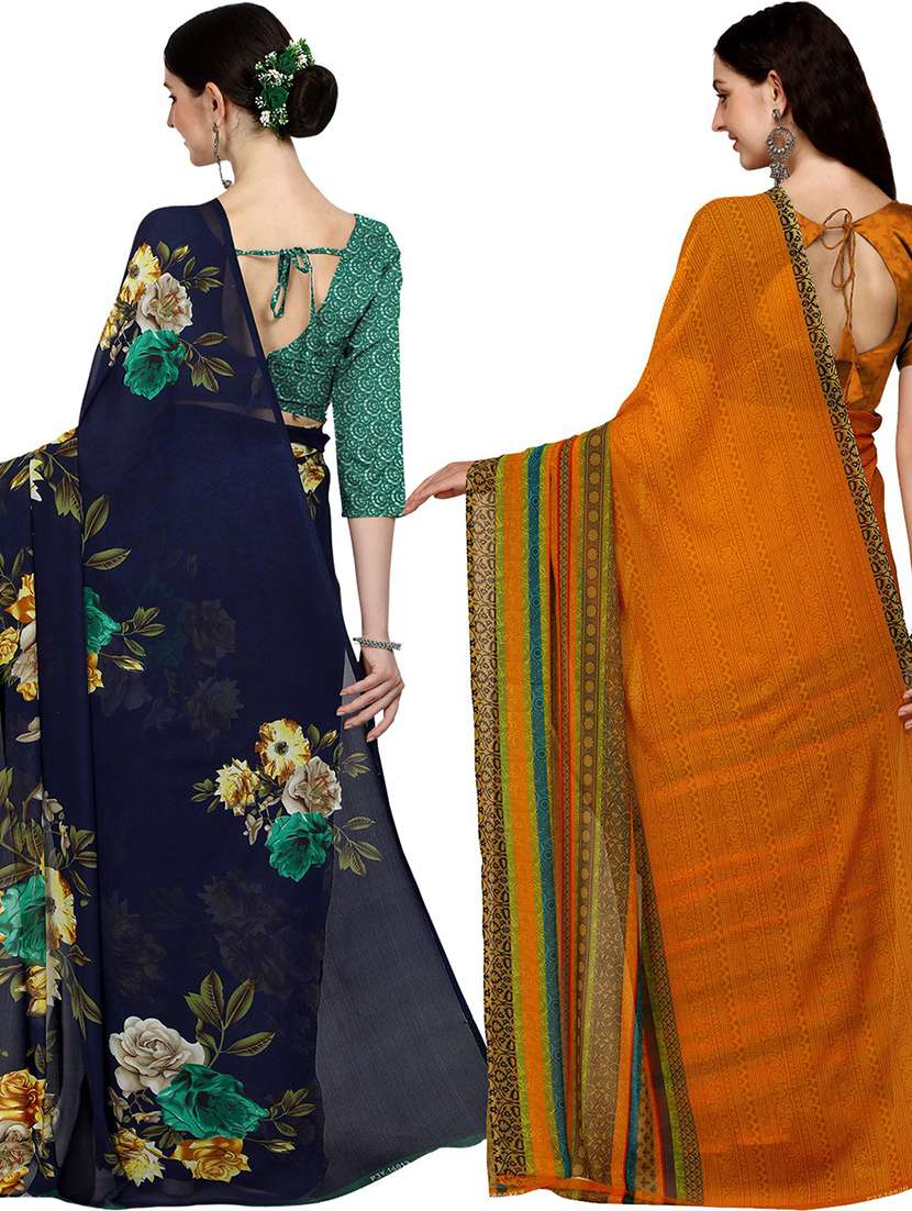 women pack of 2 casual wear combo sarees with blouse - 21428893 -  Standard Image - 1