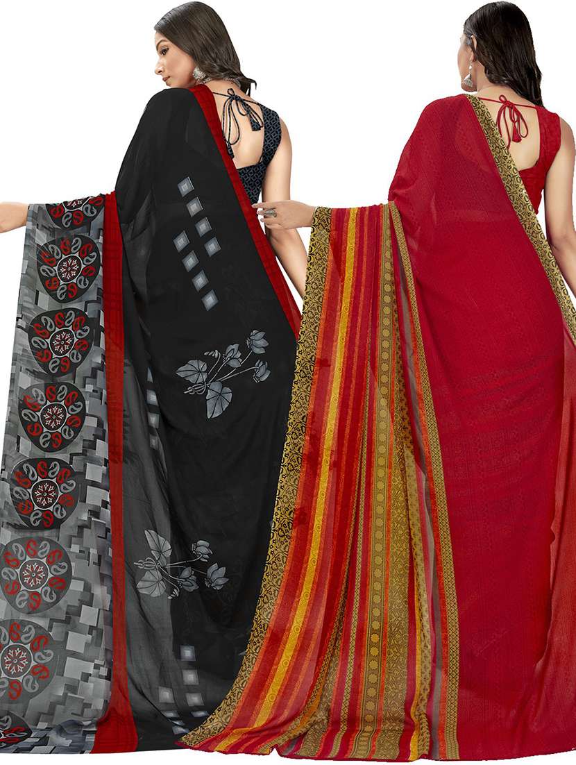 women pack of 2 casual wear combo sarees with blouse - 21428899 -  Standard Image - 1