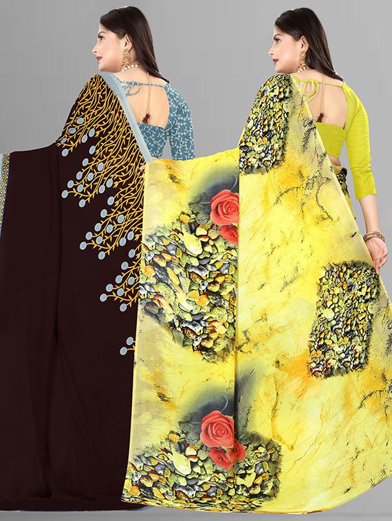 women pack of 2 casual wear combo sarees with blouse - 21428934 -  Standard Image - 1
