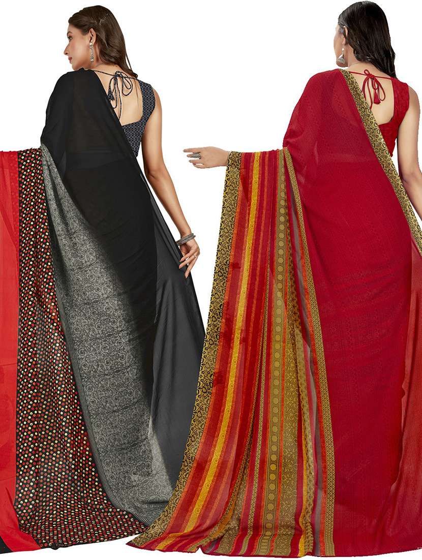 women pack of 2 casual wear combo sarees with blouse - 21429002 -  Standard Image - 1