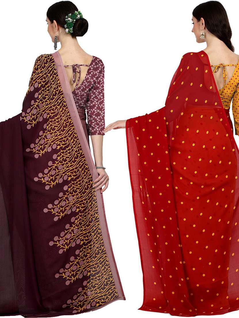 women pack of 2 casual wear combo sarees with blouse - 21429025 -  Standard Image - 1