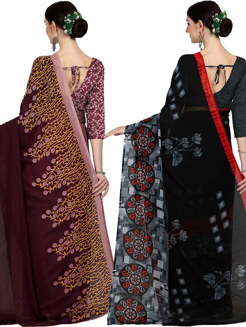 women pack of 2 casual wear combo sarees with blouse - 21429077 -  Standard Image - 1