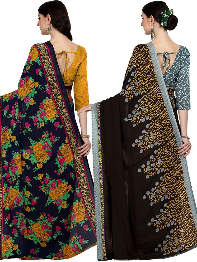 women pack of 2 casual wear sarees with blouse - 21429100 -  Standard Image - 1
