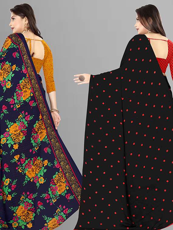 women pack of 2 casual wear combo sarees with blouse - 21429112 -  Standard Image - 1