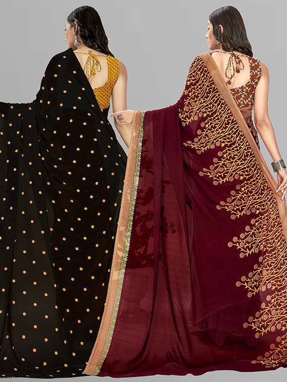 women pack of 2 casual wear sarees with blouse - 21429168 -  Standard Image - 1