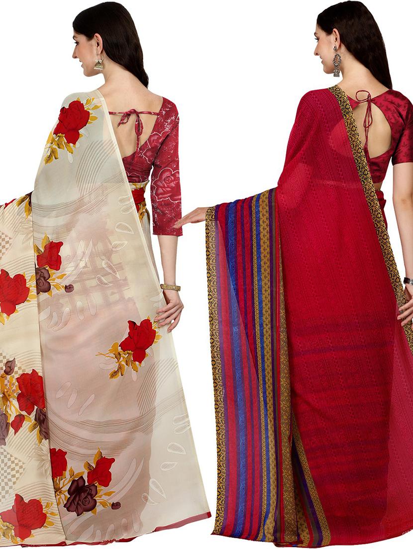 women pack of 2 casual wear combo sarees with blouse - 21429202 - Standard Image - 1
