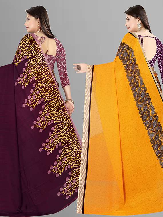 women pack of 2 casual wear combo sarees with blouse - 21429304 -  Standard Image - 1