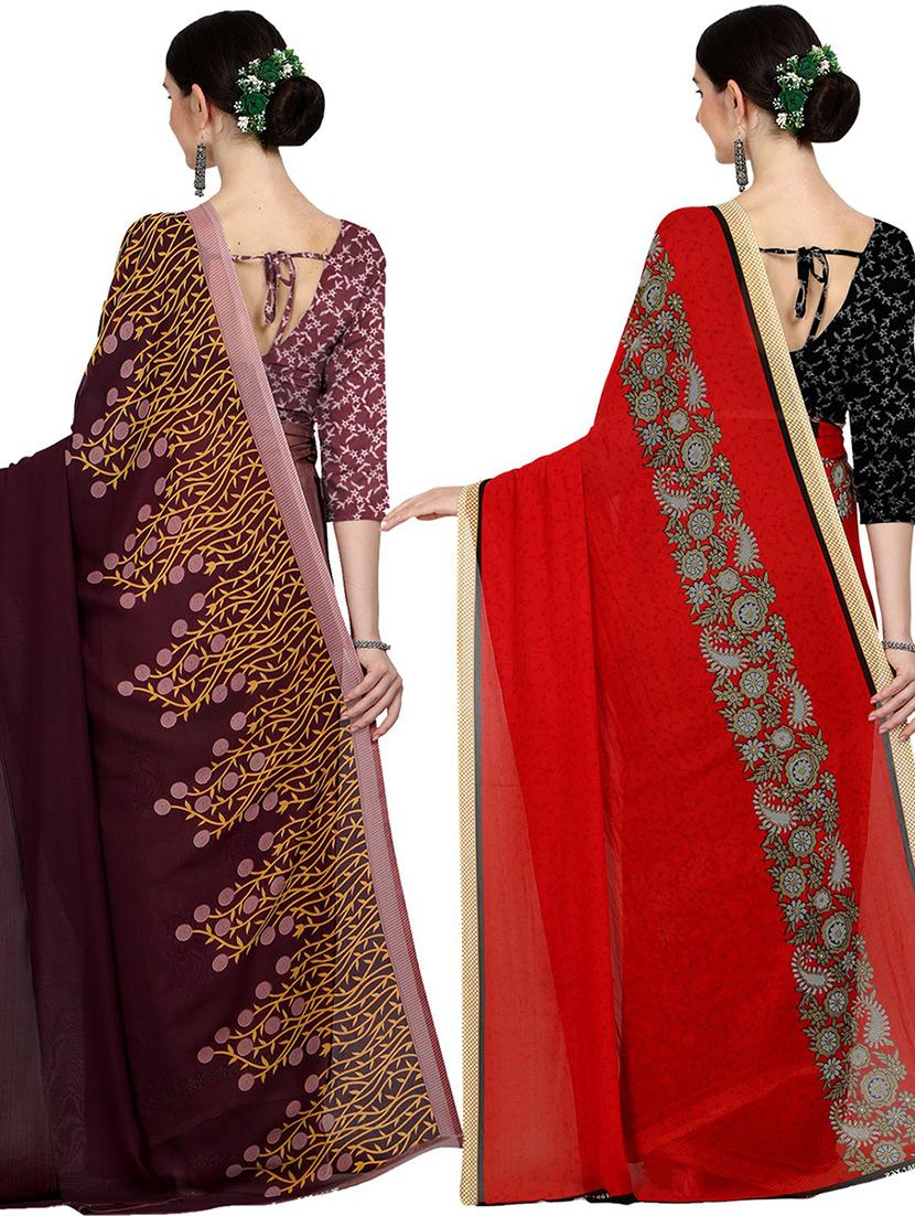 women pack of 2 casual wear combo sarees with blouse - 21429310 - Standard Image - 1
