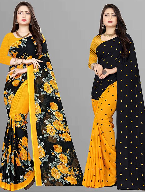 women pack of 2 casual wear combo sarees with blouse - 21429375 - Zoom Image - 0