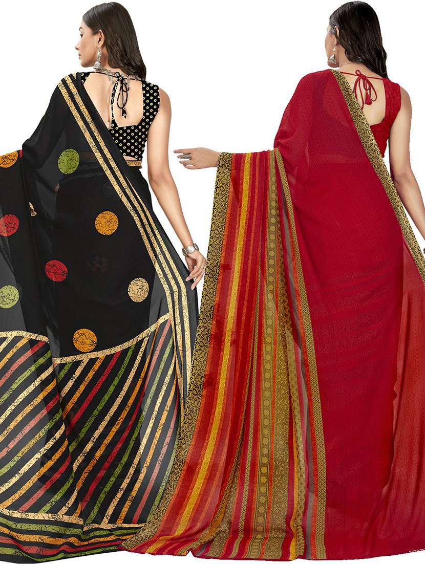 women pack of 2 casual wear sarees with blouse - 21429382 -  Standard Image - 1