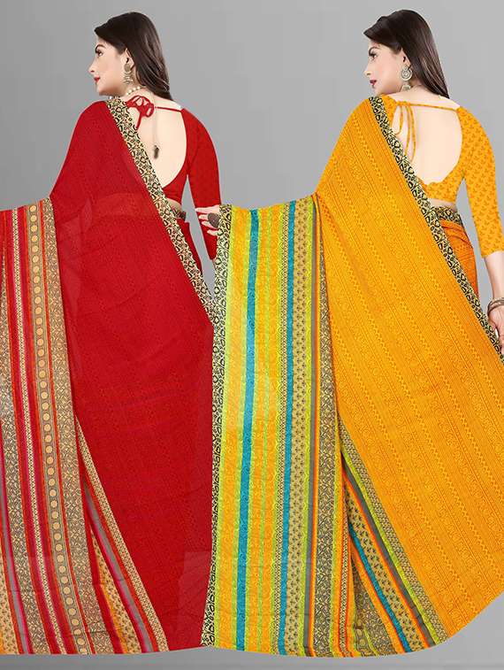 women pack of 2 casual wear sarees with blouse - 21429468 -  Standard Image - 1