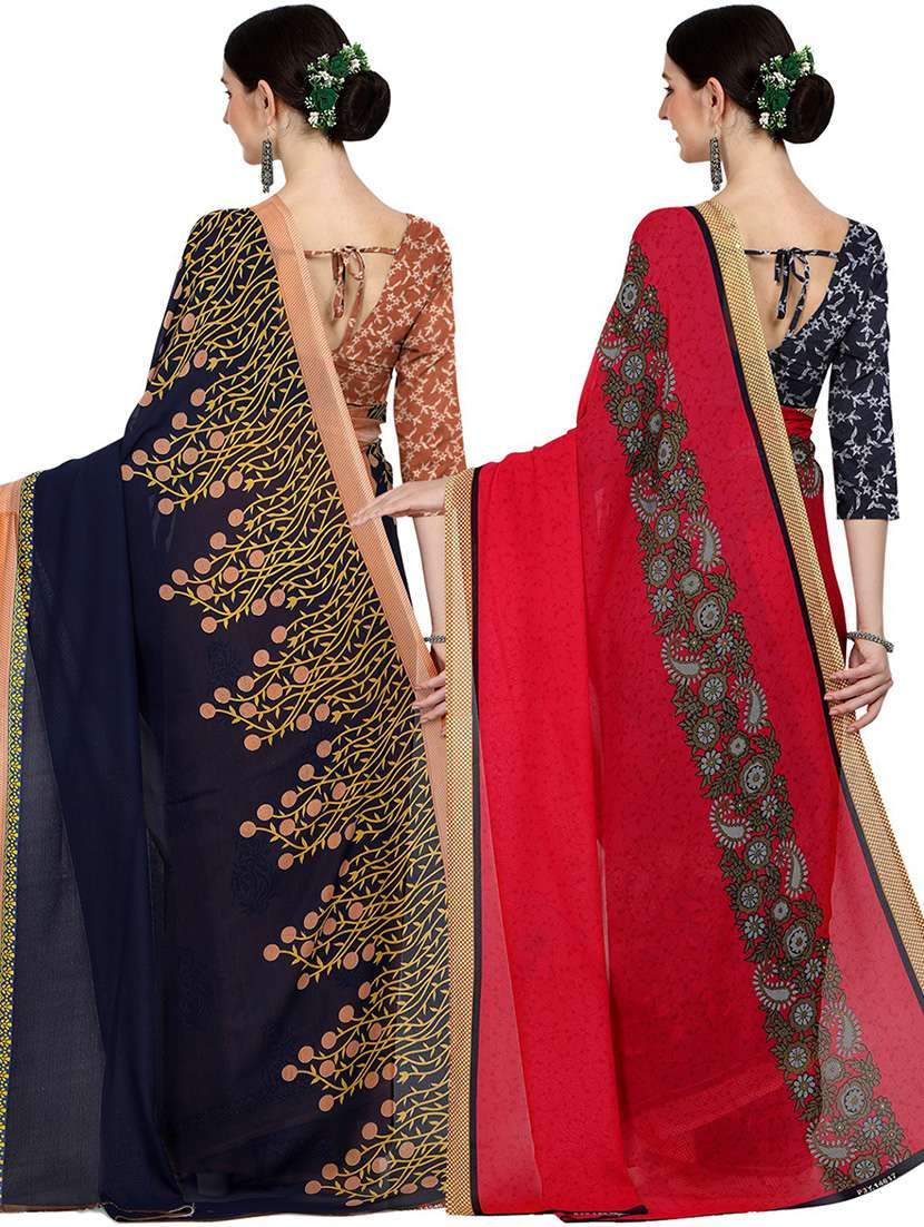 women pack of 2 casual wear combo sarees with blouse - 21429714 -  Standard Image - 1