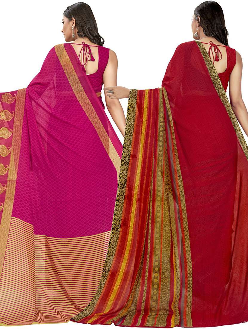 women pack of 2 casual wear combo sarees with blouse - 21429765 - Standard Image - 1