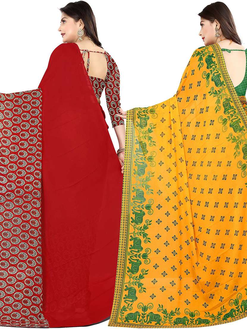 women pack of 2 casual wear combo sarees with blouse - 21429769 -  Standard Image - 1