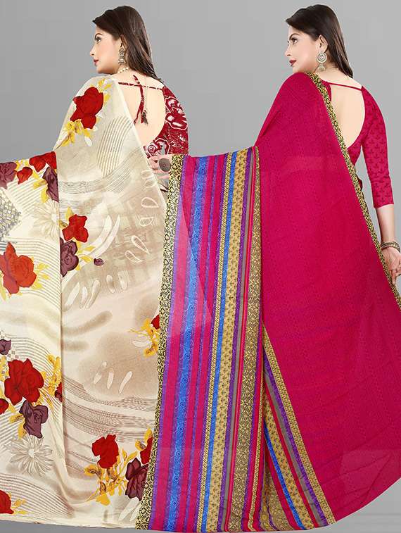 women pack of 2 casual wear combo sarees with blouse - 21429824 - Standard Image - 1