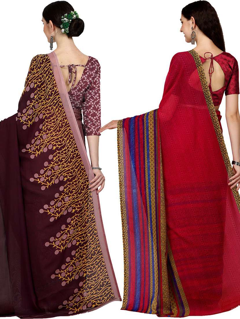  women pack of 2 casual wear combo sarees with blouse - 21429833 -  Standard Image - 1