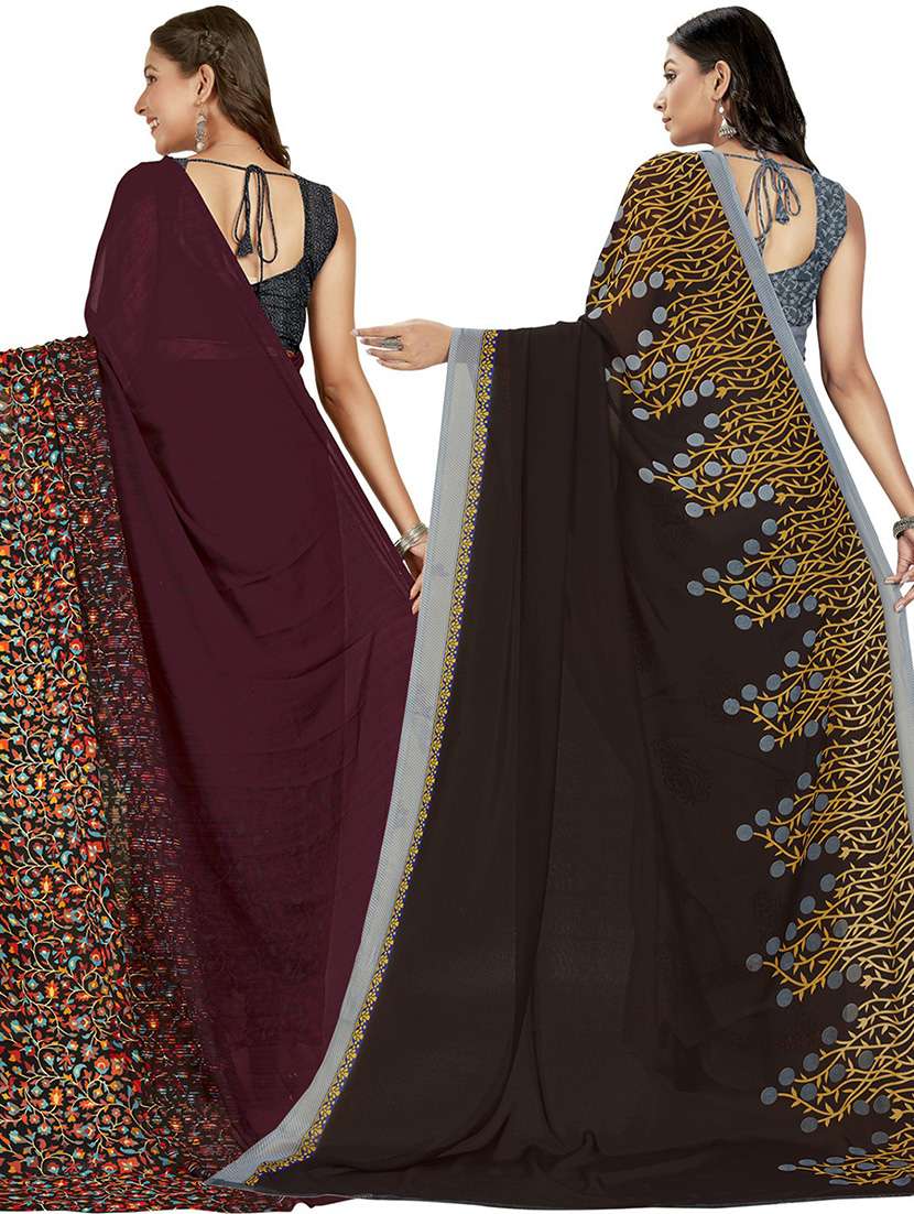 women pack of 2 casual wear combo sarees with blouse - 21429839 - Standard Image - 1