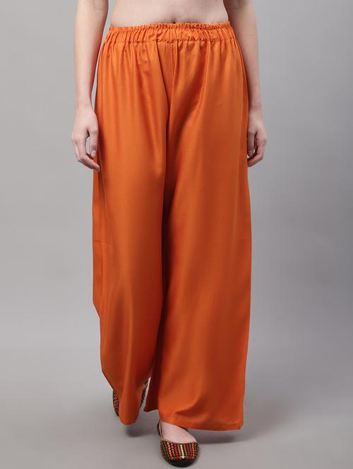 women orange rayon palazzo - 21429977 - Standard Image - 0