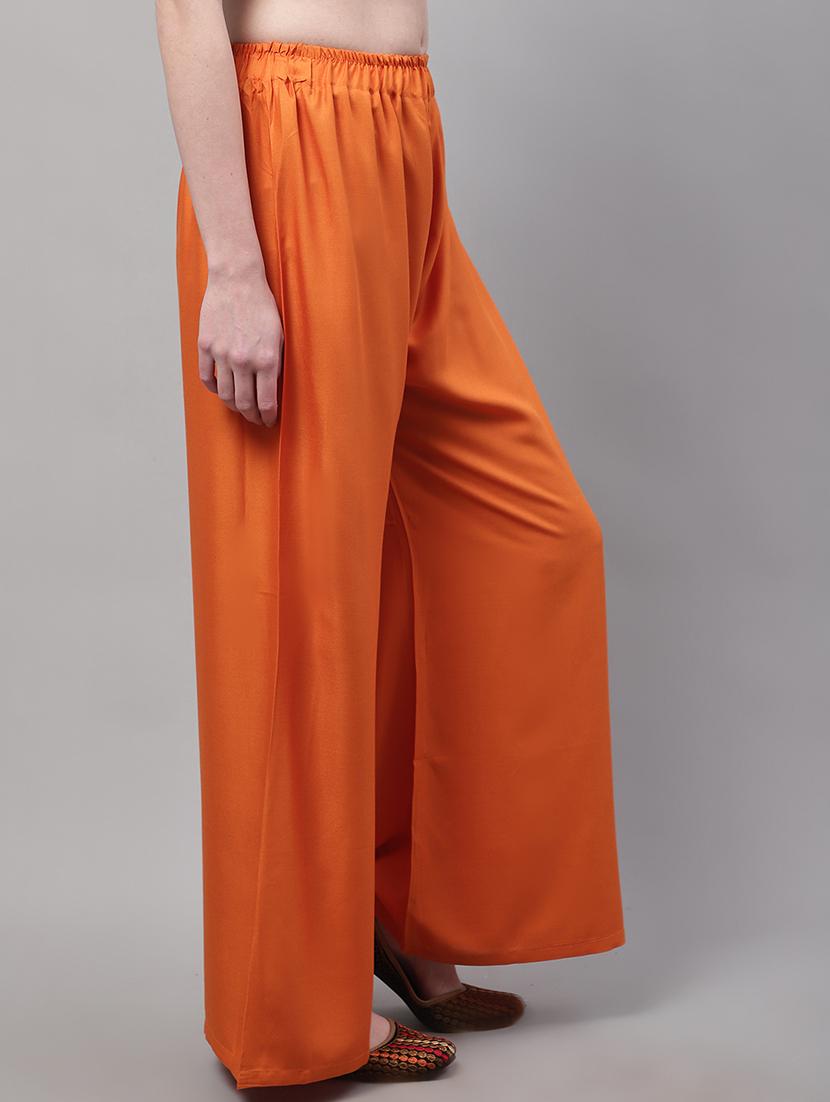 women orange rayon palazzo - 21429977 - Standard Image - 1