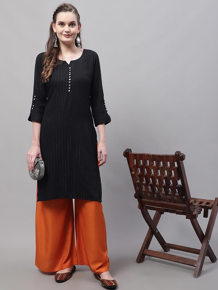 women orange rayon palazzo - 21429977 - Standard Image - 4