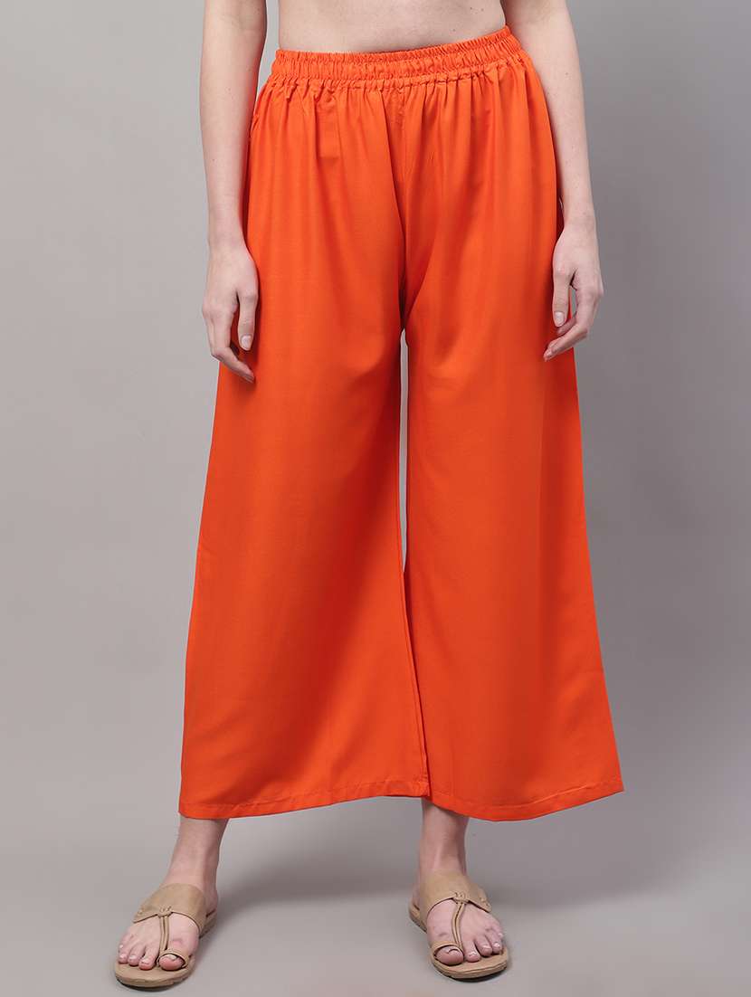 women orange rayon palazzo