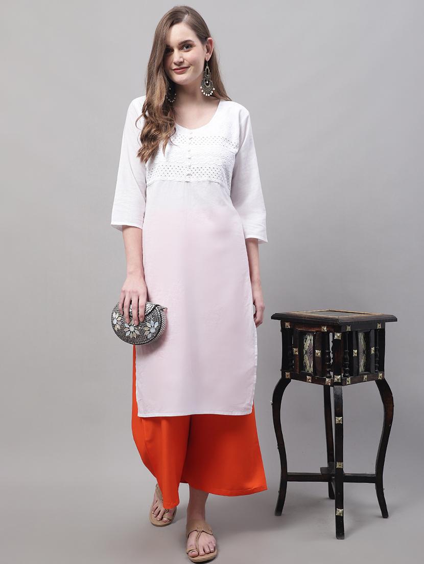 women orange rayon palazzo - 21429978 - Standard Image - 4