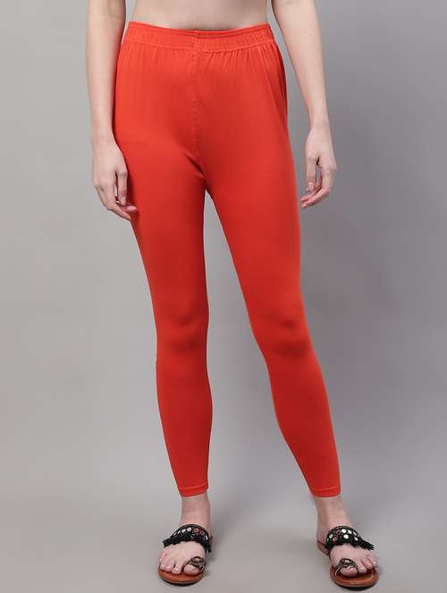 women orange cotton leggings - 21429980 -  Standard Image - 0