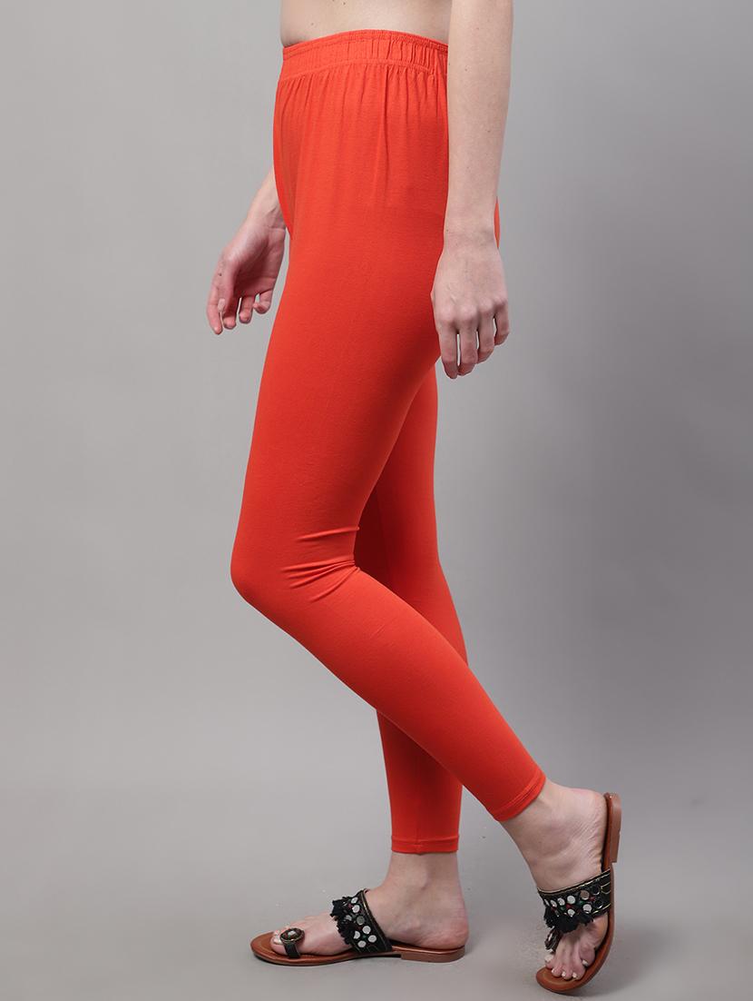 women orange cotton leggings - 21429980 - Standard Image - 1