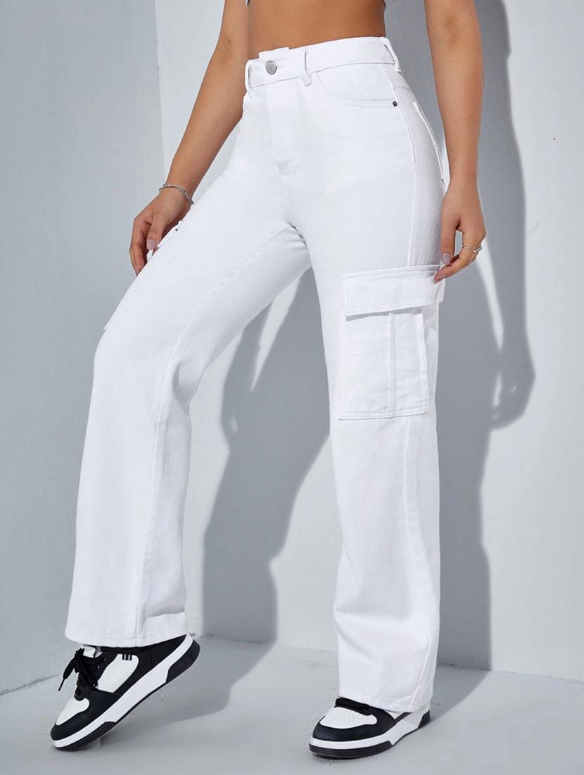 women white cargo jeans - 21430664 -  Standard Image - 1