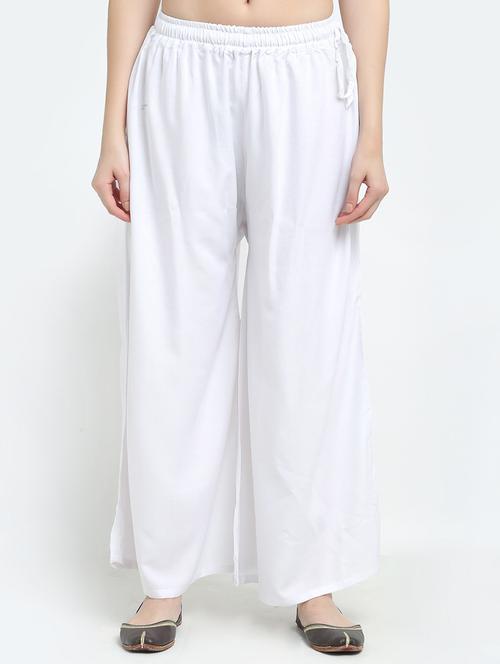 women white rayon pocket palazzo - 21431161 - Standard Image - 0