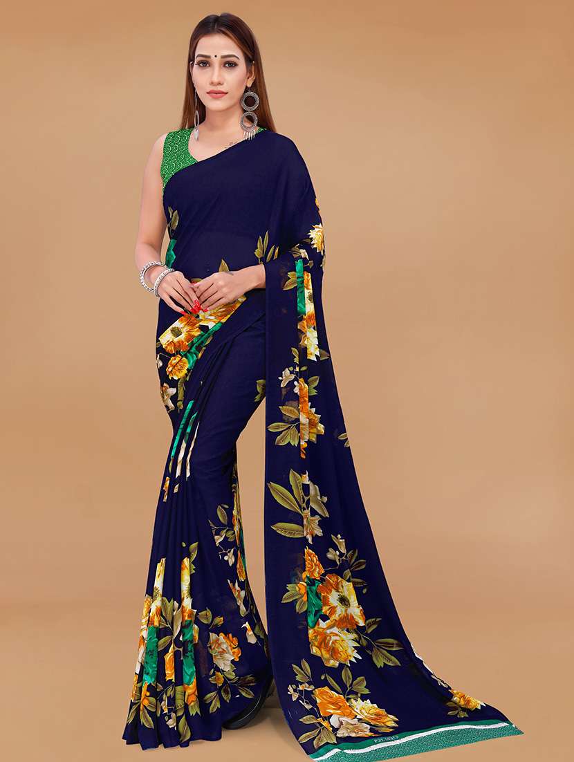 women printed casual wear saree with blouse
