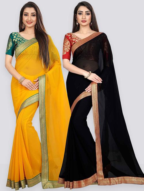 pack of 2 casual wear sarees with blouse - 21431446 -  Standard Image - 0