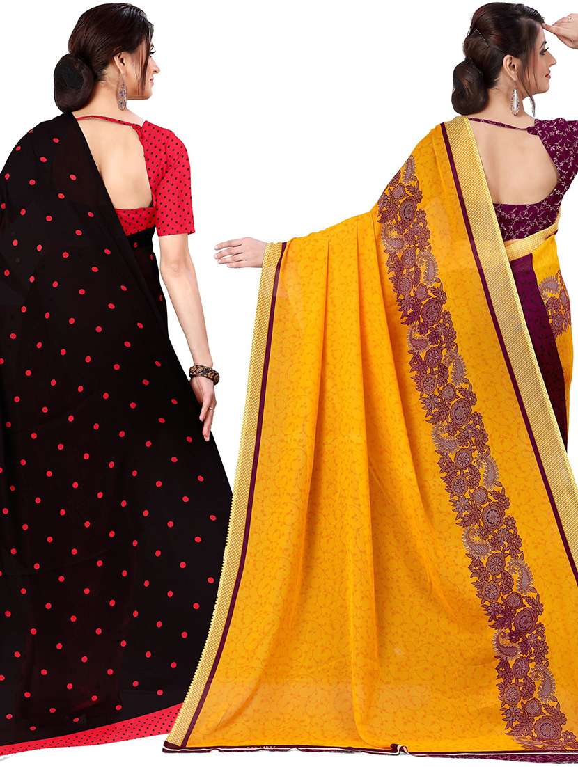 pack of 2 printed casual wear sarees with blouse - 21431523 -  Standard Image - 1