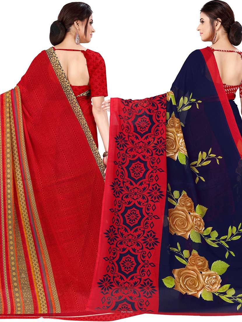 pack of 2 casual wear combo sarees with blouse - 21431526 -  Standard Image - 1
