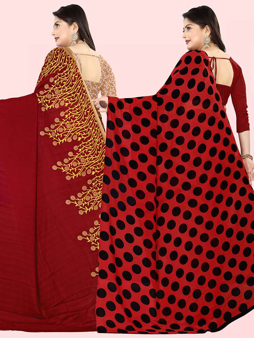 pack of 2 printed casual wear sarees with blouse - 21431758 -  Standard Image - 1