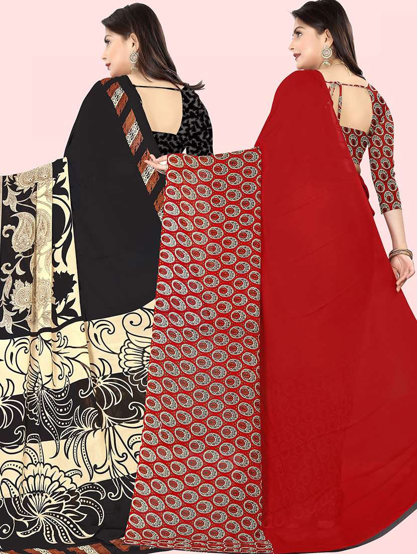 pack of 2 printed casual wear sarees with blouse - 21431815 -  Standard Image - 1