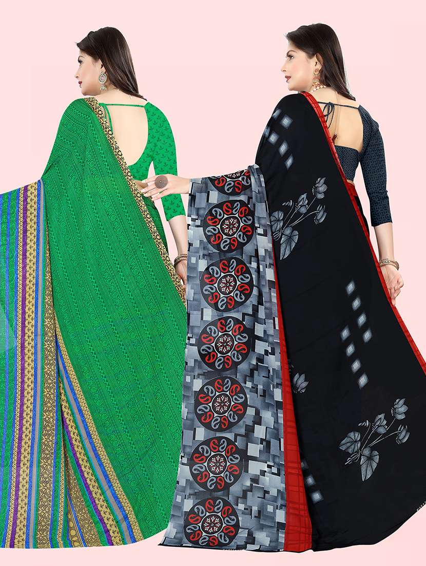 pack of 2 casual wear sarees with blouse - 21431856 -  Standard Image - 1