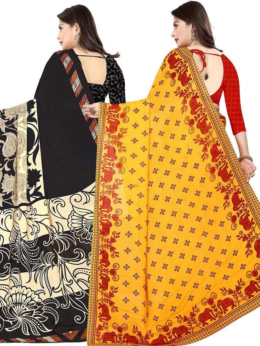pack of 2 casual wear combo sarees with blouse - 21431872 -  Standard Image - 1