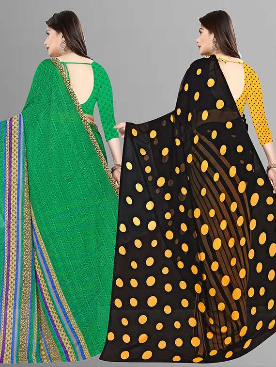 pack of 2 casual wear combo sarees with blouse - 21431875 -  Standard Image - 1