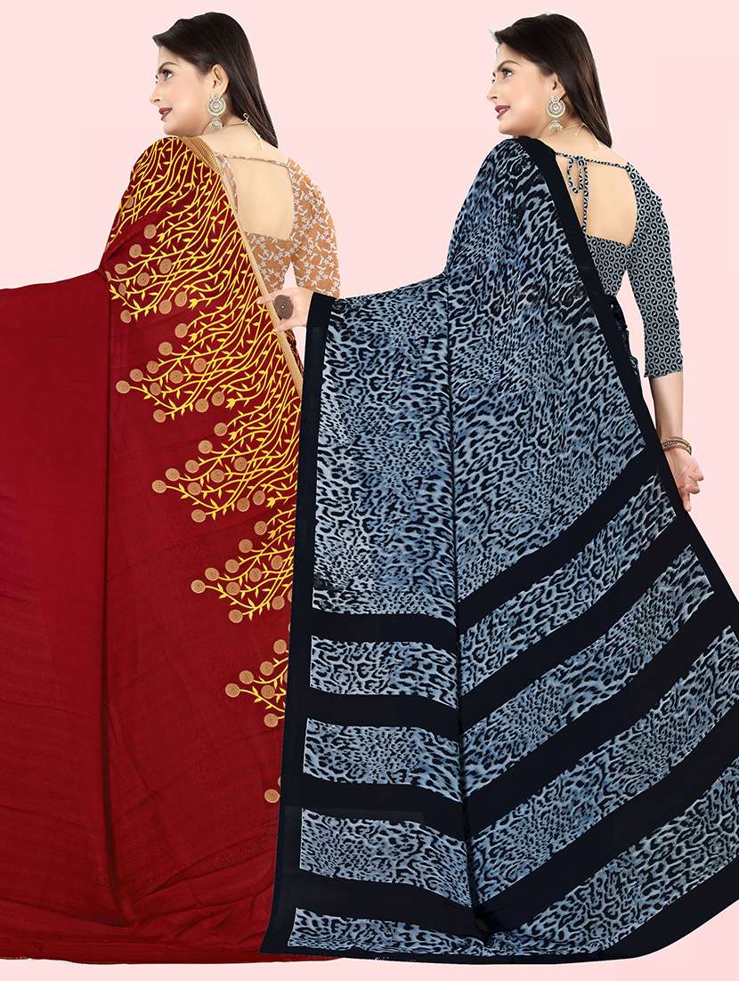 pack of 2 casual wear combo sarees with blouse - 21431939 -  Standard Image - 1