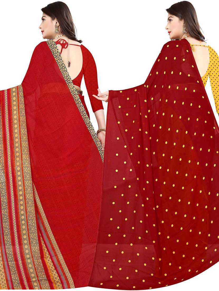pack of 2 casual wear combo sarees with blouse - 21431942 -  Standard Image - 1
