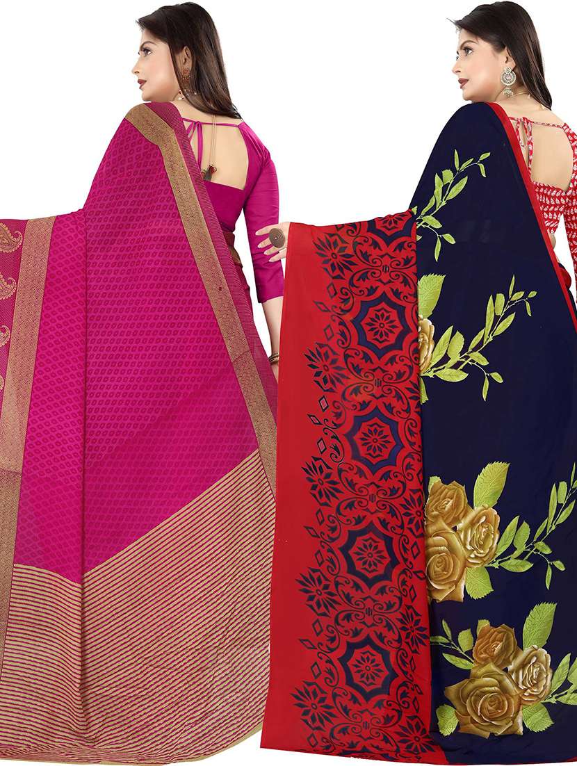 pack of 2 printed casual wear sarees with blouse - 21431947 -  Standard Image - 1