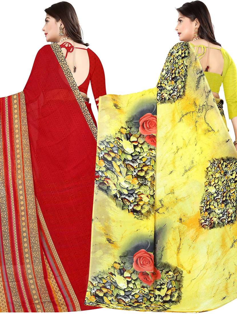 pack of 2 casual wear combo sarees with blouse - 21431967 -  Standard Image - 1