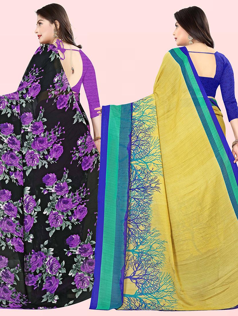 pack of 2 casual wear combo sarees with blouse - 21432028 - Standard Image - 1