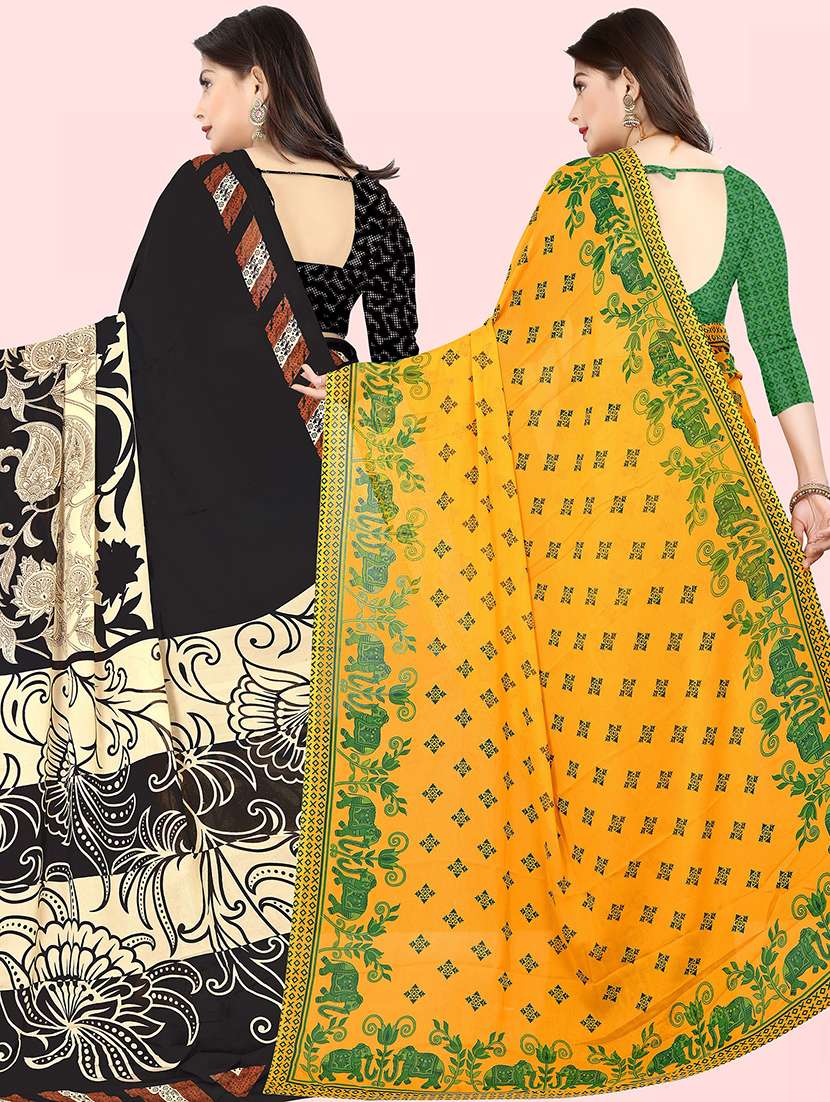 pack of 2 printed casual wear sarees with blouse - 21432042 -  Standard Image - 1
