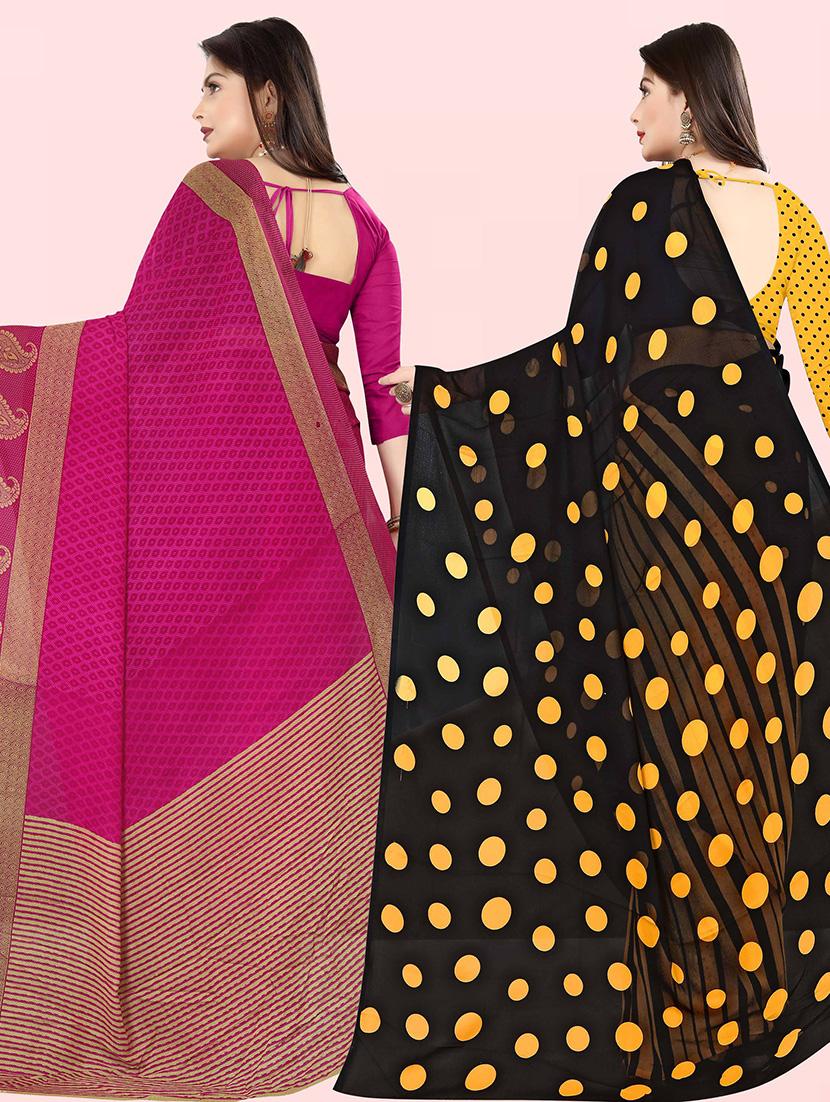 pack of 2 printed casual wear sarees with blouse - 21432097 - Standard Image - 1