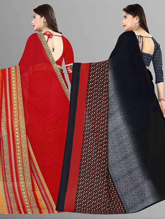 women pack of 2 casual wear combo sarees with blouse - 21432314 -  Standard Image - 1