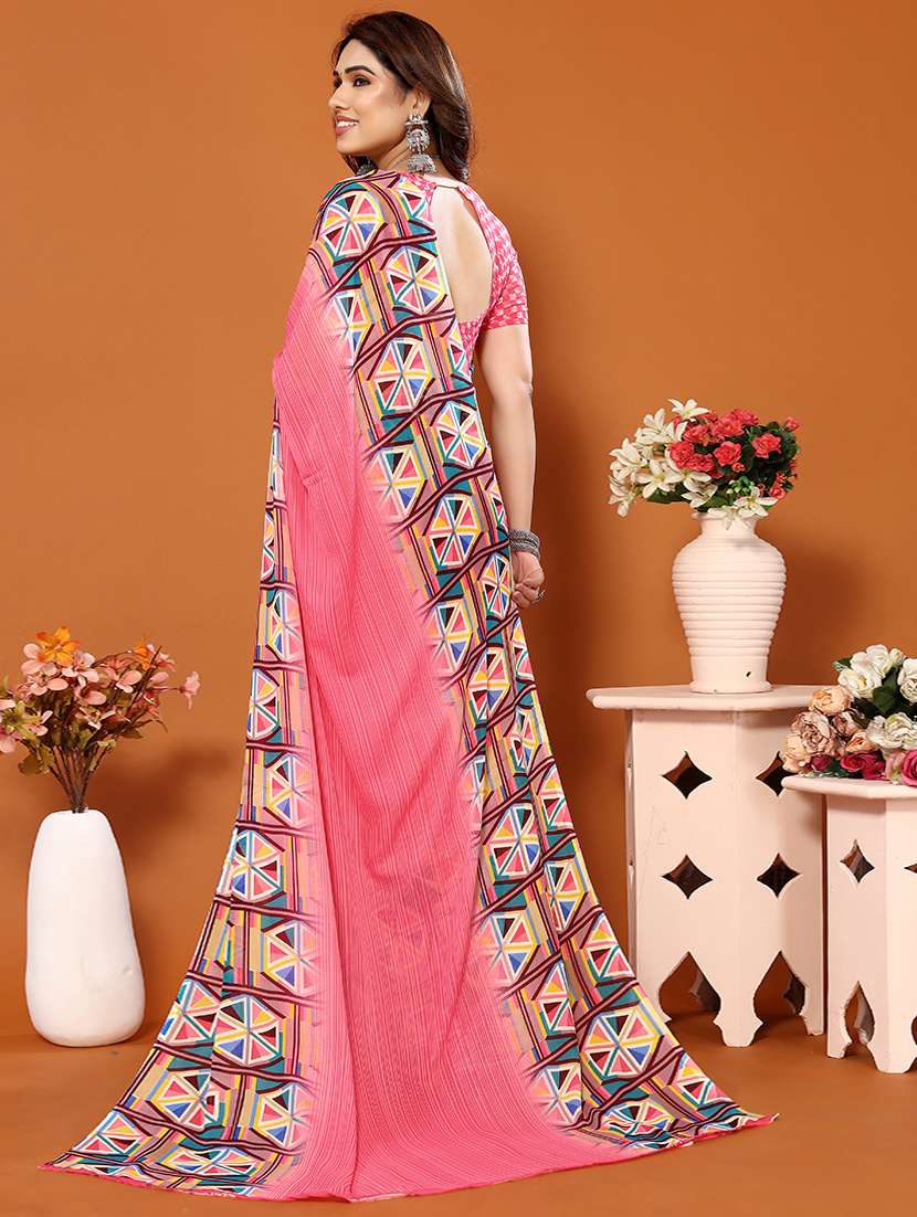 multi colored georgette printed saree with blouse - 21432719 -  Standard Image - 1