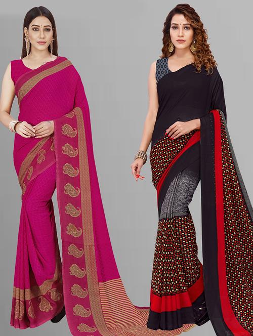 pack of 2 printed casual wear saree with blouse - 21432848 -  Standard Image - 0