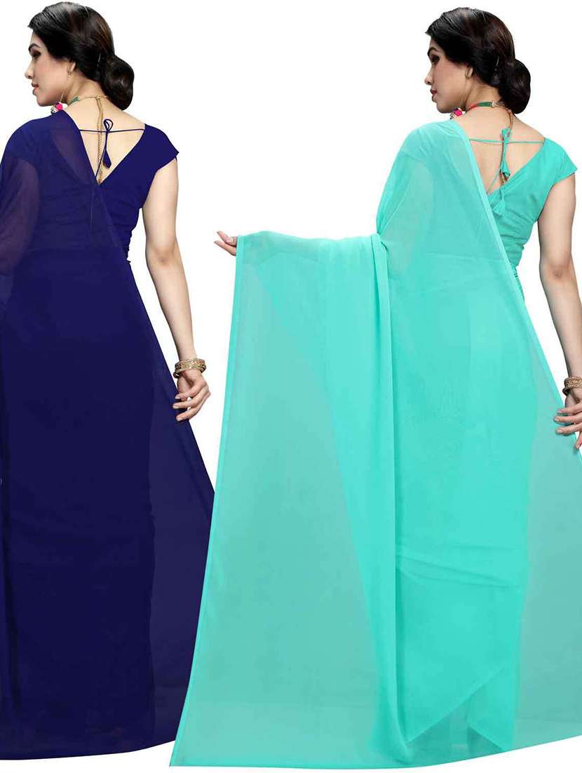 women pack of 2 casual wear combo sarees with blouse - 21433049 -  Standard Image - 1